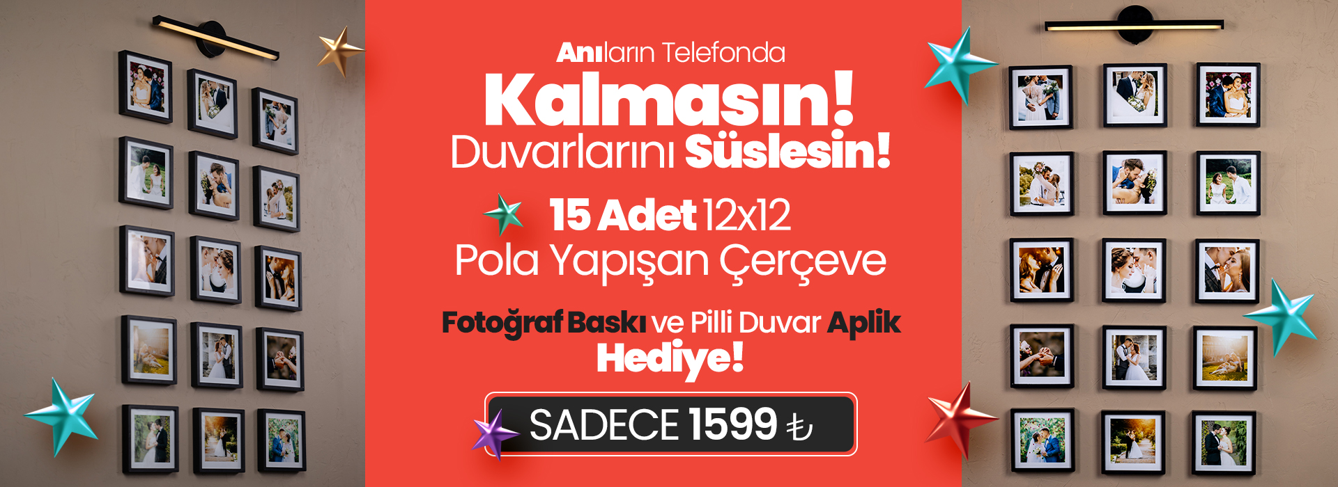 15 adet 12x12 pola yapışan çerçeve