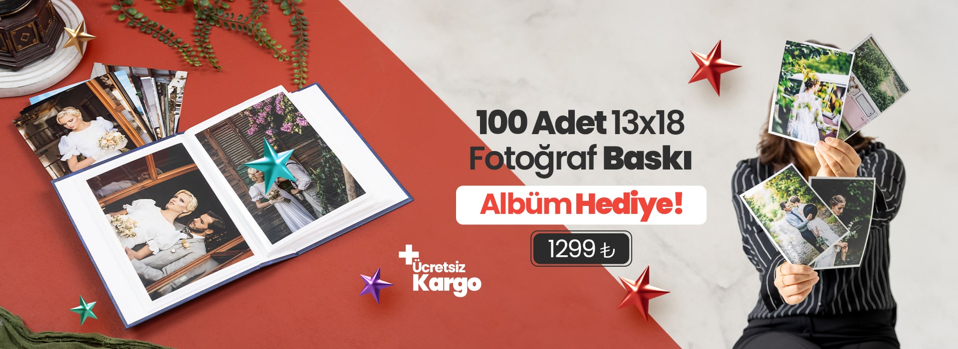 100 adet 13x18 fotoğraf baskısı