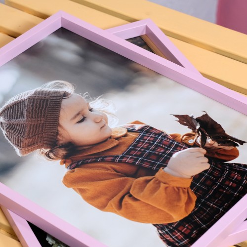 2 Adet 30x40 Fotoğraflı Yapışan Çerçeve Pembe