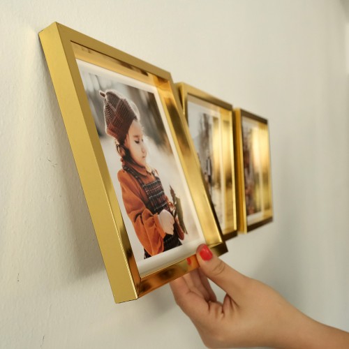 3 Adet Gold 20x20 Fotoğraflı Yapışan Çerçeve