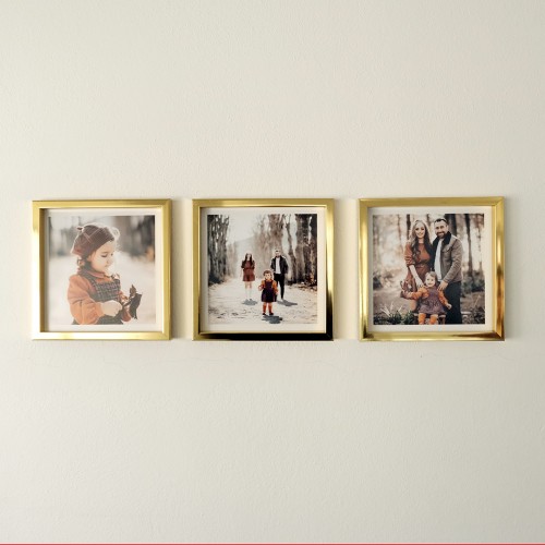 3 Adet Gold 20x20 Fotoğraflı Yapışan Çerçeve