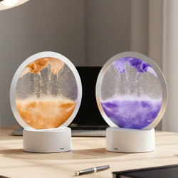 Işıklı Dekoratif Sulu Yuvarlak Mor Kum Saati