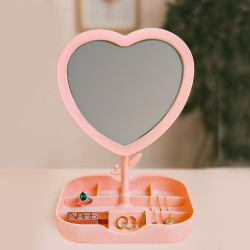 Led Işıklı Pembe Kalpli Organizer Makyaj Aynası Led Işıklı Pembe Kalpli Organizer Makyaj Aynası