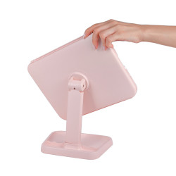 LED Işıklı Katlanabilir Pembe Şarjlı Makyaj Aynası