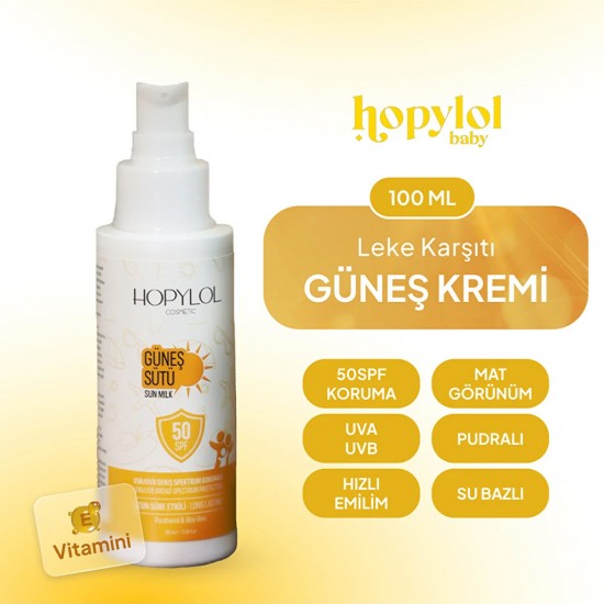 HOPYLOL Leke Karşıtı Güneş Kremi 100 ML 50+15 Spf Faktör Yüksek Korumalı