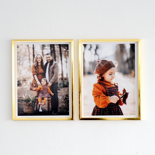 2 Adet 30x40 Fotoğraflı Yapışan Çerçeve Gold