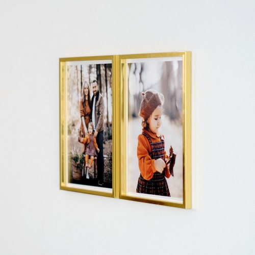 2 Adet 30x40 Fotoğraflı Yapışan Çerçeve Gold