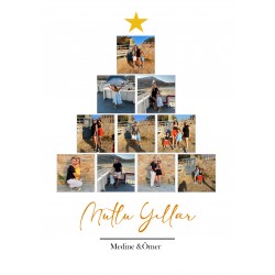 Yılbaşı Ağacı 10 Fotoğraflı 50x70 Kanvas Tablo 